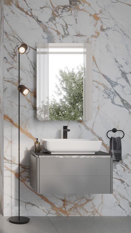One-Piece Porcelain Slab — Full Gallery — Bathrooms First, Peoria IL