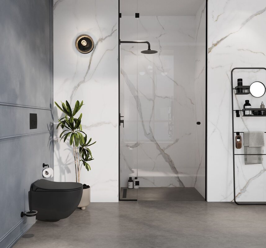 One-Piece Porcelain Slab — Full Gallery — Bathrooms First, Peoria IL