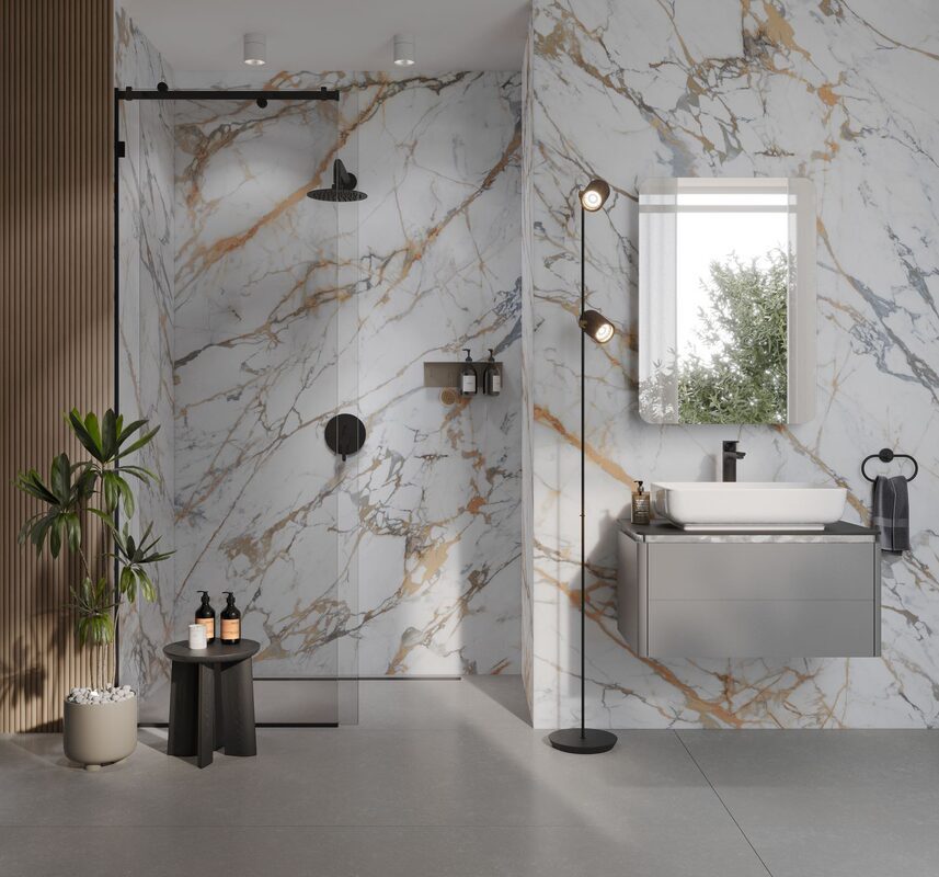 One-Piece Porcelain Slab — Full Gallery — Bathrooms First, Peoria IL