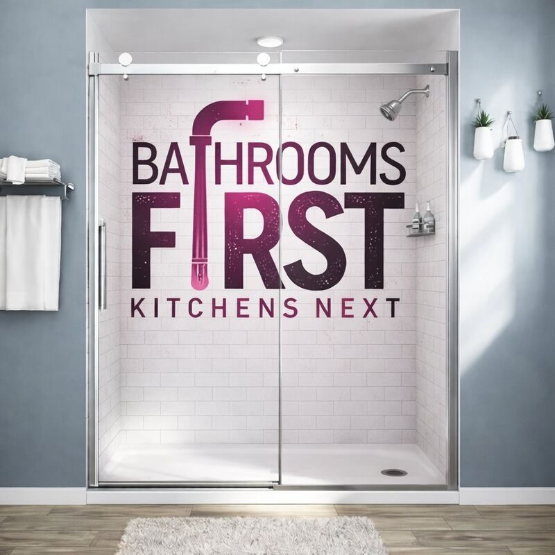 Bathrooms First — Logo in Shower